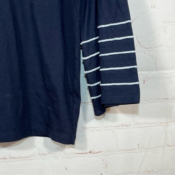 J. Crew Embroidered Bell Sleeve Top Blouse Shirt Womens Size Small Navy White - Picture 5 of 9